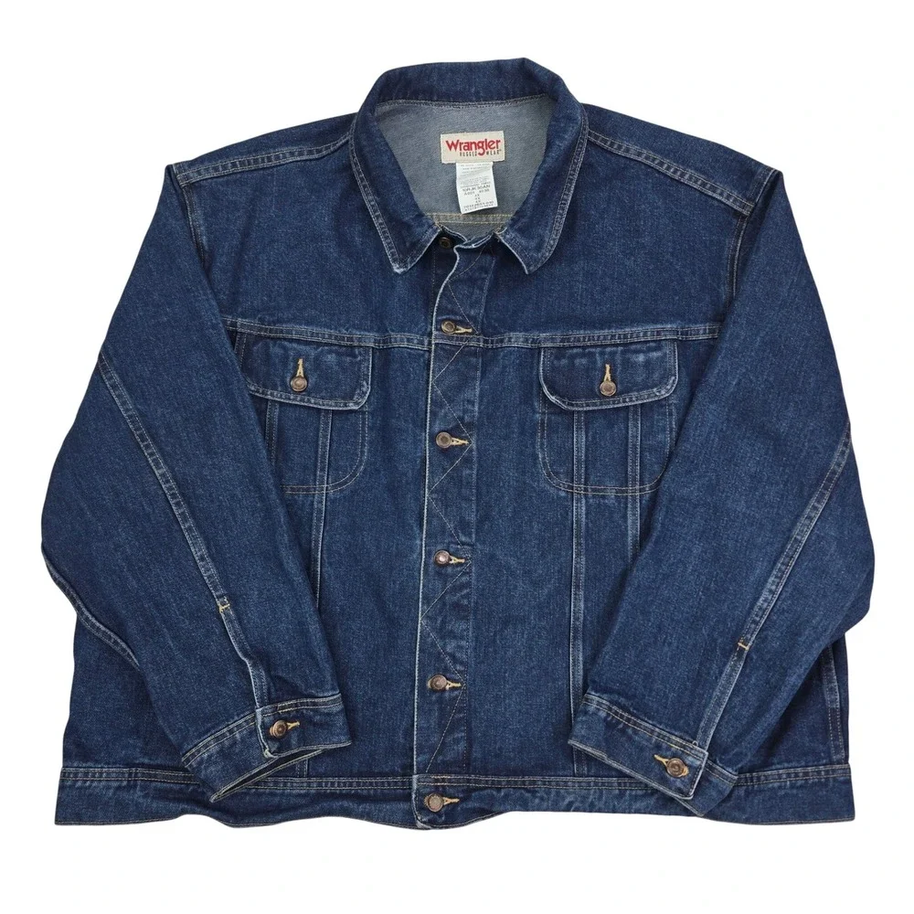 Wrangler Rugged Wear Denim Jacket Mens 4X Blue Trucker Cotton Western Workwear